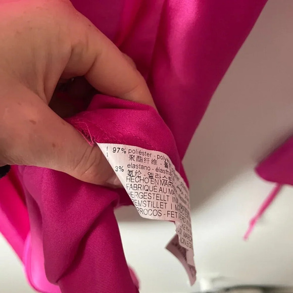 Zara Satin Effect Long Sleeve Ruffle Cuff Lapel Collar Mini Dress Fushia Pink Sm - Picture 11 of 11